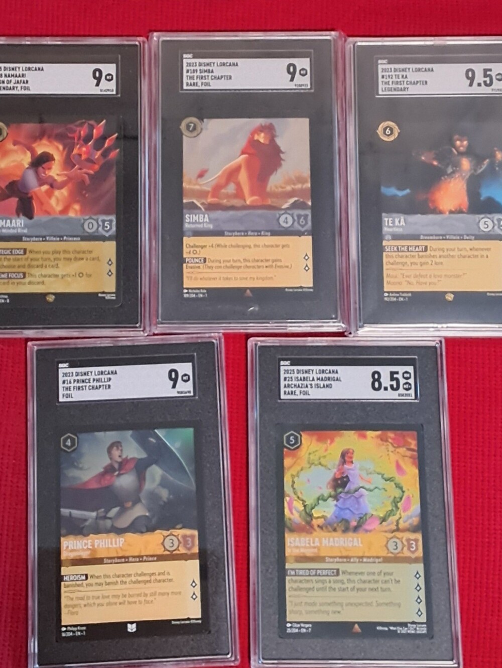 Disney Lorcana TCG Lot of Five SGC Graded Slabs Various Sets NM-MINT